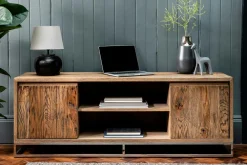 Meubles Tv En Bois|RIVERSIDE Meuble TV moderne chêne acier 120 cm