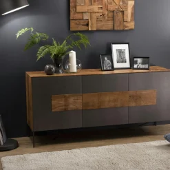 Meubles Tv En Bois|PANAMA Meuble tv moderne teck recyclé 2 portes