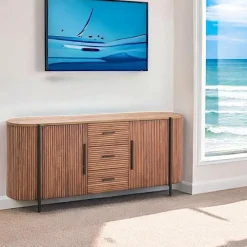 Meubles Tv Vintage|Meubles Tv En Bois|TRANI Meuble TV teck recyclé côtés arrondis