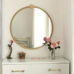 Miroirs|CODY Miroir de salle de bains doré Ø60 cm - style moderne
