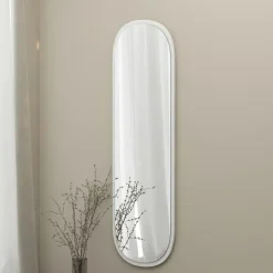 Miroirs|CODY Miroir d'entrée blanc ovale 117 cm - style moderne