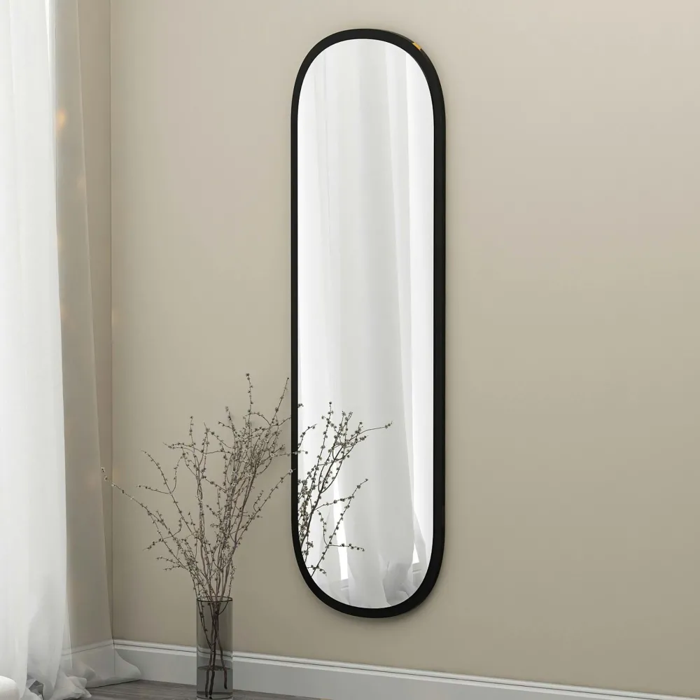 Miroirs|CODY Miroir d'entrée noir ovale 117 cm - style moderne