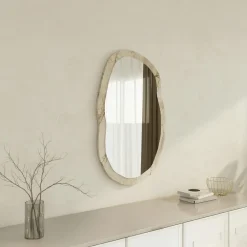 Miroirs|CODY Miroir design organique cadre effet marbre beige 85 cm