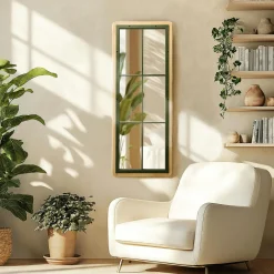 Miroirs|BAGAN Miroir fenêtre pin et métal vert