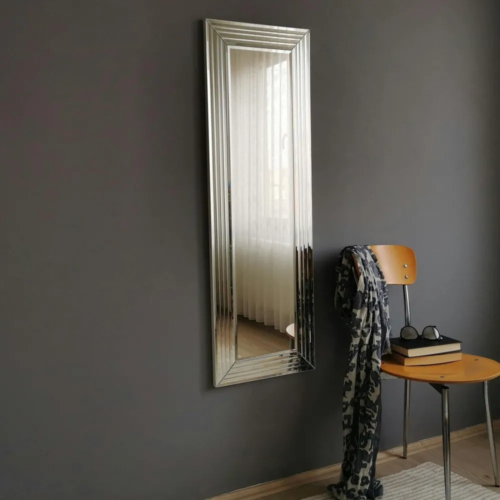 Miroirs|CODY Miroir horizontal moderne chic - cadre rainuré 120 cm