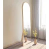 Miroirs|CODY Miroir plein pied moderne ovale effet bois clair, 160 cm