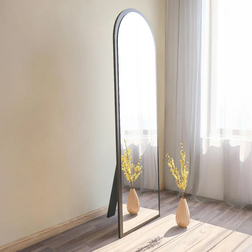 Miroirs|CODY Miroir plein pied moderne ovale effet bois clair, 160 cm