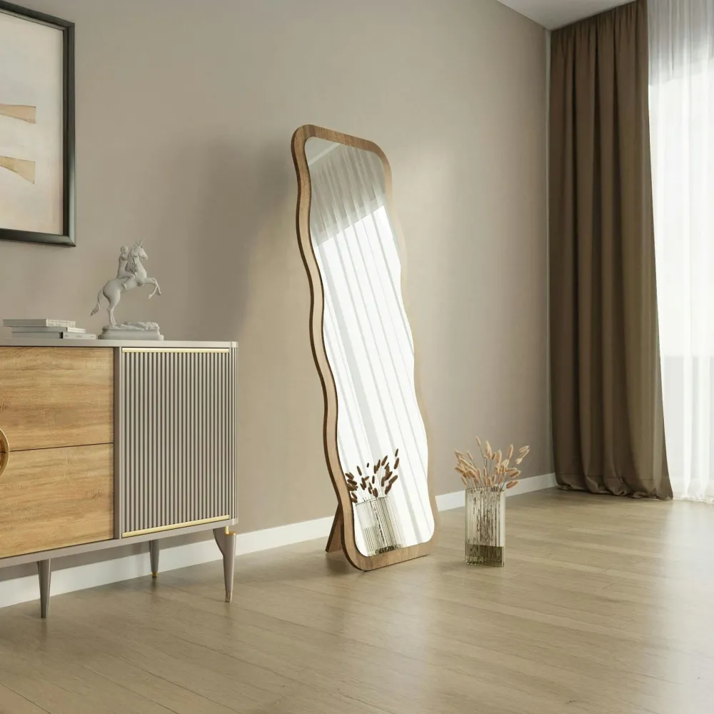 Miroirs|CODY Miroir plein pied noir motif vague, style tendance 160 cm