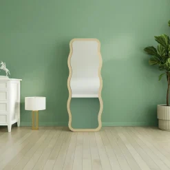 Miroirs|CODY Miroir plein pied tendance beige, motif vague 160 cm