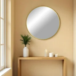 Miroirs|SEOUL Miroir rond avec cadre en aluminium doré ø60 cm