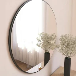 Miroirs|CODY Miroir rond moderne avec fin cadre noirØ60 cm