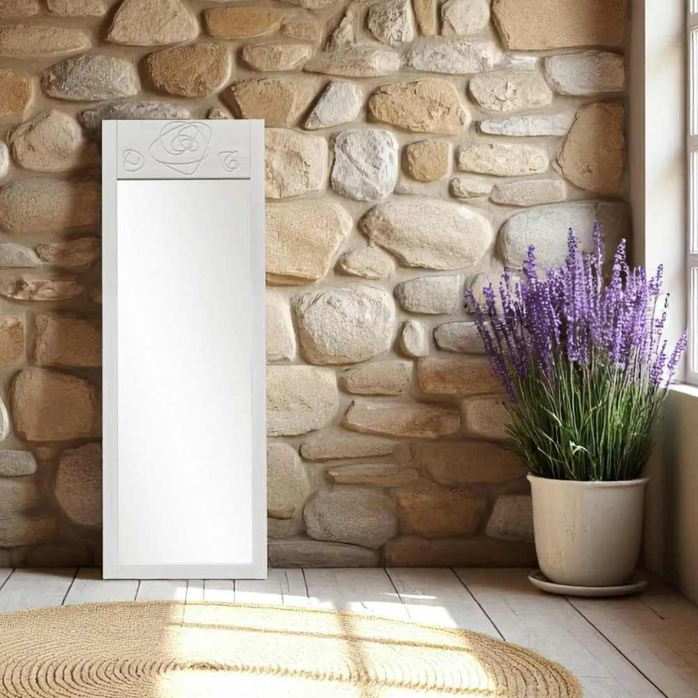 Miroirs|HILO Miroir vertical blanc - motif rose
