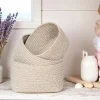 Rangements Déco·Paniers / Boîtes De Rangement| Panier de rangement en coton beige, tressage bicolore (lot de 3)