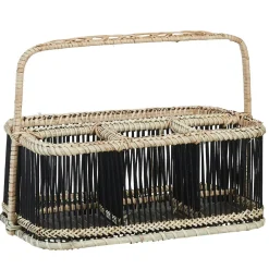 Rangements Déco·Paniers / Boîtes De Rangement| Panier rectangle compartimenté noir à anse