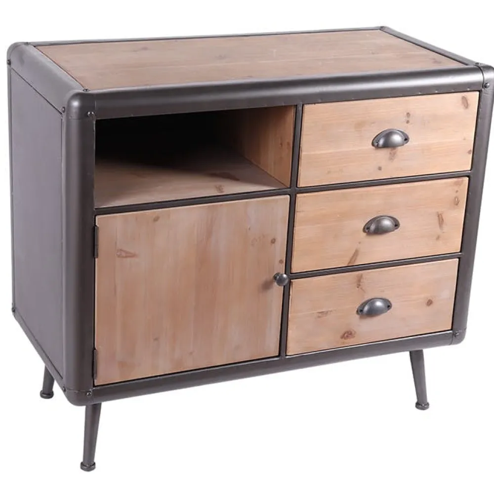 Buffets Noirs|Buffets Noirs|MONS Petit buffet industriel 3 tiroirs