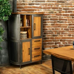 Univers Déco·Loft Industriel|Buffets Industriels|CAIRNS Petit buffet salon porte coulissante