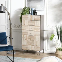 Buffets Noirs|Buffets Noirs|CARPATES Petit meuble de rangement bois de sapin damier