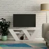 Meubles Tv En Bois|MARFA Petit meuble TV blanc avec rangement - pied en W