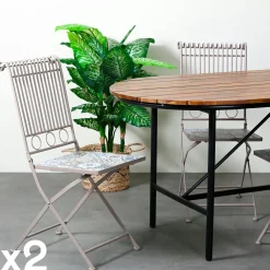 Tables De Jardin|GRENADE Petite table de jardin en mosaïque bleue et taupe (78x78 cm)