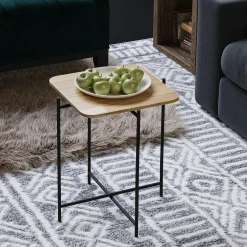 Bouts De Canapé En Métal|Bouts De Canapé En Bois|JENA Petite table en bois carrée - structure métal noir