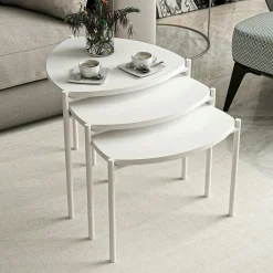 Tables Basses Gigognes|JENA Petite table gigogne blanche style moderne (lot de 3)