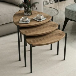 Tables Basses Gigognes|JENA Petite table gigogne moderne effet noyer (lot de 3)