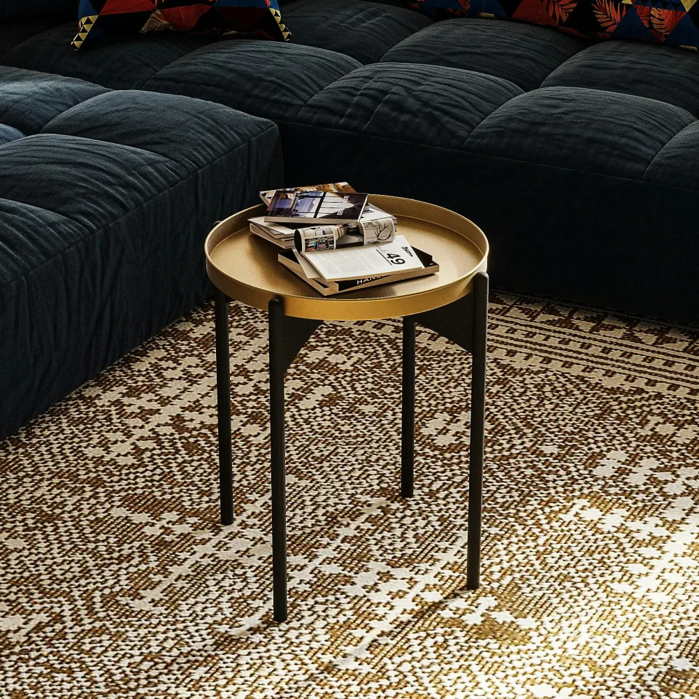 Bouts De Canapé En Métal|SFAX Petite table ronde grise design & plateau assorti