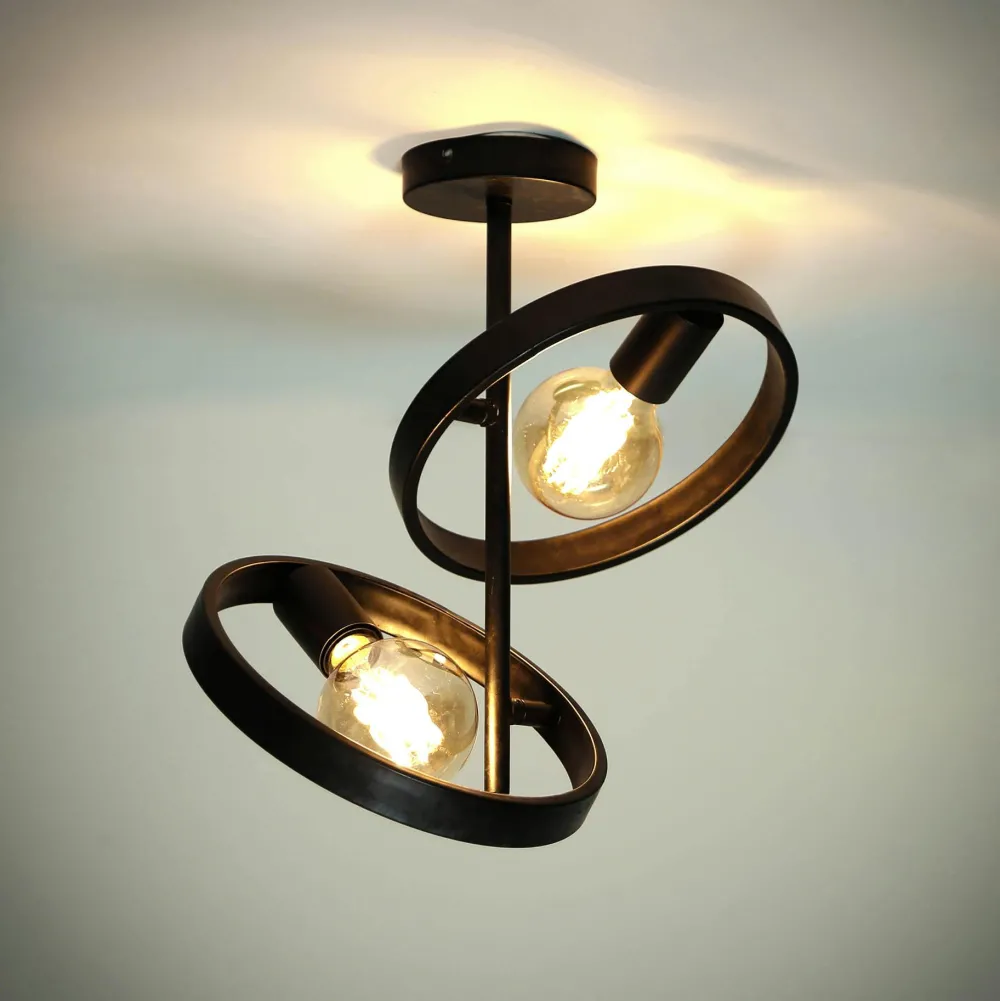 Suspensions / Lustres|Lampes À Poser·Lampe Style Industriel|RALF Plafonnier design 2 anneaux