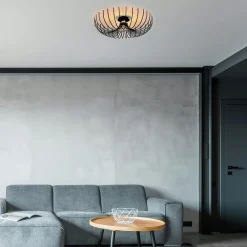 Suspensions / Lustres|ERZIN Plafonnier design métal noir filaire forme corolle