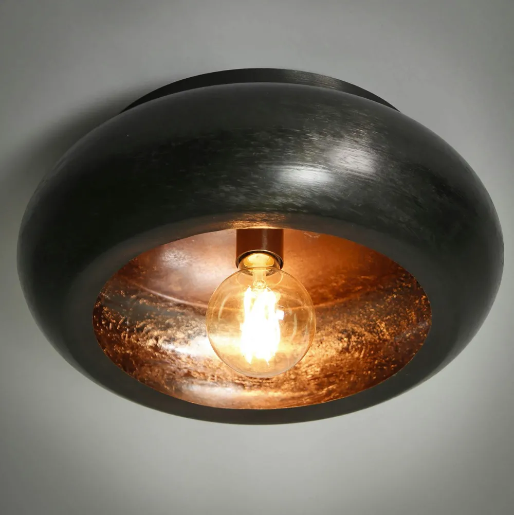 Suspensions / Lustres|RALF Plafonnier noir en métal