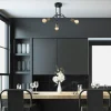 Suspensions / Lustres|OLTEN Plafonnier salle à manger noir - 3 lampes effet laiton