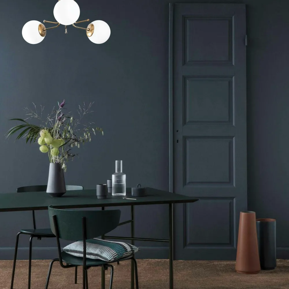 Suspensions / Lustres|SIERRE Plafonnier vintage métal doré 3 globes verre dépoli