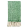 Textile·Plaids / Jetés|FALLON Plaid canapé vert à longues franges, 130x170 cm