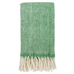 Textile·Plaids / Jetés|FALLON Plaid canapé vert à longues franges, 130x170 cm