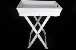 Univers Déco·Classique Chic|Bouts De Canapé En Bois| Plateau Table d'appoint en bois blanc avec 2 tiroirs H73cm