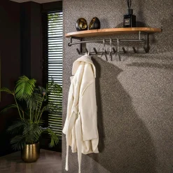 Meubles D'Entrée·Portemanteaux|Portemanteaux Industriels|Melbourne Portemanteau mural 8 accroches 1 étagère ronde en bois