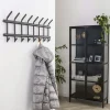 Univers Déco·Design Contemporain|Meubles D'Entrée·Portemanteaux|RALF Portemanteau mural 8 double crochets acier laqué anthracite mat