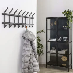 Univers Déco·Design Contemporain|Meubles D'Entrée·Portemanteaux|RALF Portemanteau mural 8 double crochets acier laqué anthracite mat