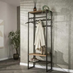 Meubles D'Entrée·Portemanteaux|Portemanteaux Industriels|Melbourne Portemanteau mural en bois d'acacia 6 patères + 1 tringle TRIBECA