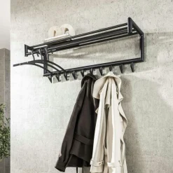 Meubles D'Entrée·Portemanteaux|Portemanteaux Industriels|RALF Portemanteau mural gris foncé 20 crochets, 1 tringle