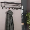 Meubles D'Entrée·Portemanteaux|Meubles De Salon·Etagères Murales|Melbourne Portemanteau mural noir 6 crochets 1 étagère bois