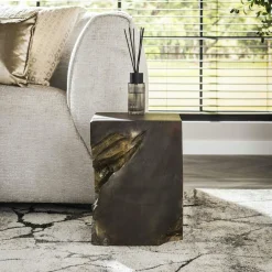 Univers Déco·Loft Industriel|Sellettes En Métal|SHEFFIELD Porte-plante bois et métal patiné style industriel