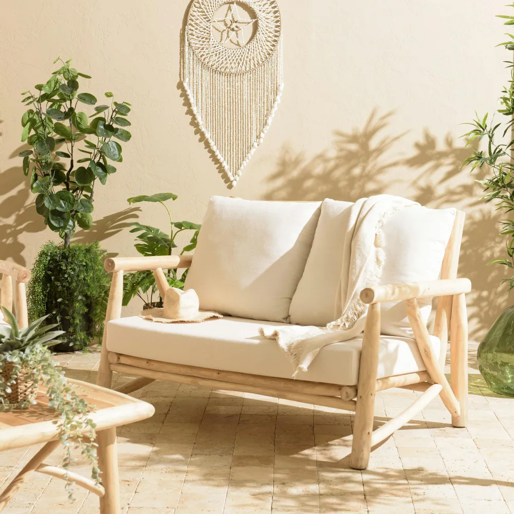 Meubles De Salle De Bains·Rangement Salle De Bains|MANAK Porte-serviette sur pieds 2 rondins teck naturel