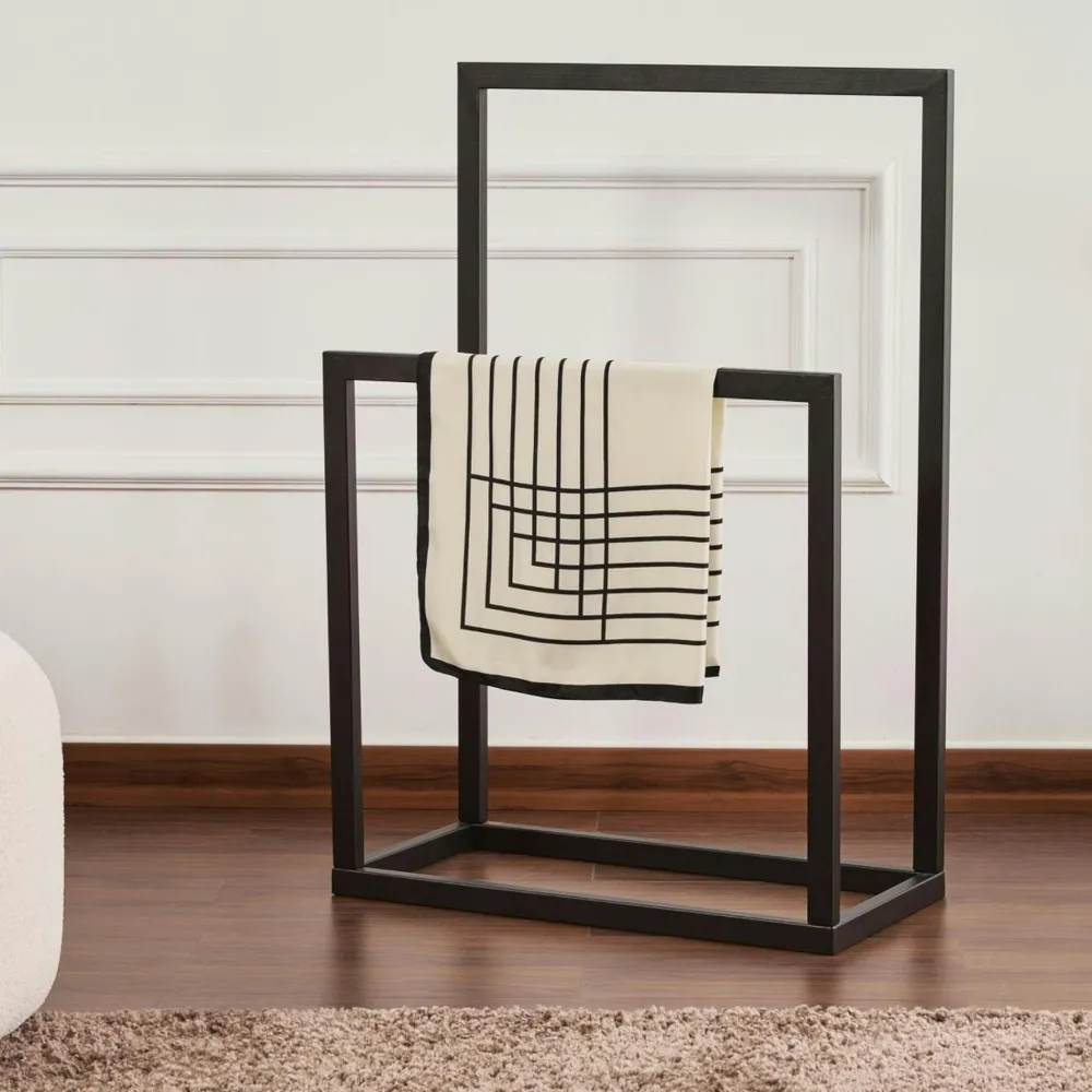 Meubles De Chambre·Valets De Chambre|SFAX Porte-serviettes sur pied - 2 barres noires, style design