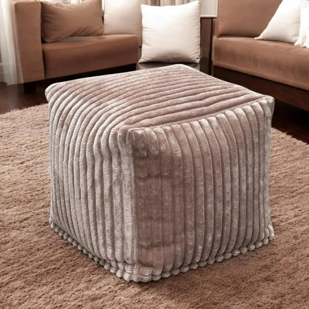 Meubles De Salon·Poufs| Pouf carré velours grosses côtes camel VISBY