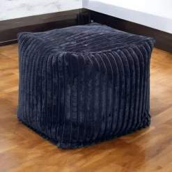 Meubles De Salon·Poufs| Pouf carré velours grosses côtes kaki VISBY