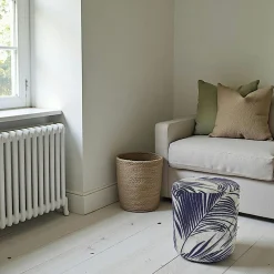 Meubles De Salon·Poufs| Pouf de salon motif jungle bleu et gris