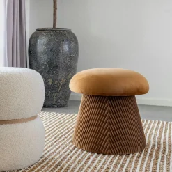 Meubles De Salon·Poufs|BRUGES Pouf design forme champignon, couleur moutarde