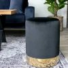 Meubles De Salon·Poufs|BRUGES Pouf en velours noir sur base dorée