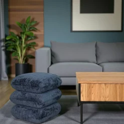 Meubles De Salon·Poufs|IENA Pouf pivotant bleu nuit effet coussins empilés